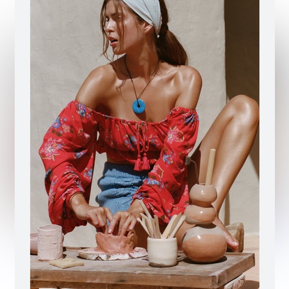 Spell Red Floral Blouse - Picture 2 of 9